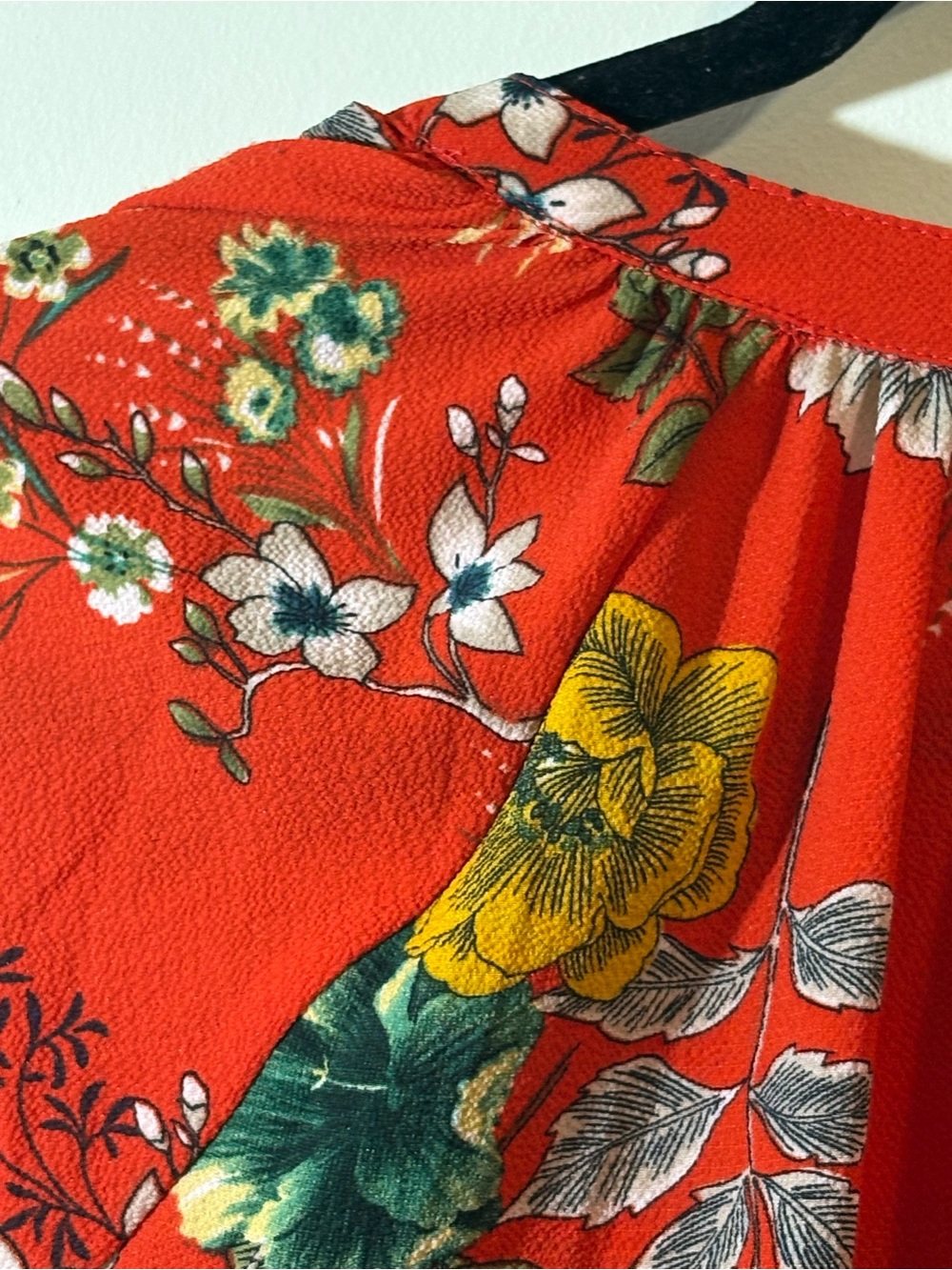 Umgee dress women’s large red floral long balloon sleeves v-neck babydoll tunic - Picture 9 of 12